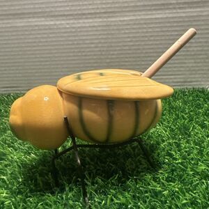 Vintage Yellow and Black Bumble Bee Honey, Jam Or Condiment Figurine.
